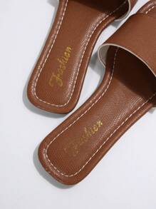 Women's Strap Rhinestone Embellished Sandals, Casual Versatile Outdoor Flat Plastic Slippers