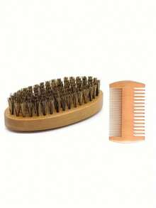 2 件/3 件胡须刷和梳子套装，男士木制美容套装，包括胡须刷、双面木制胡须梳和剪刀，是男士胡须和头发护理的理想礼物