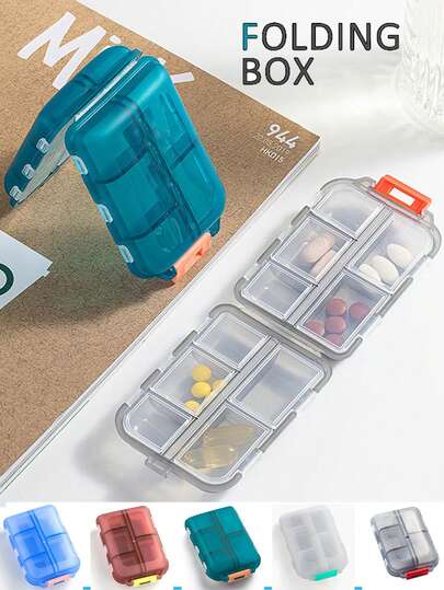 1 hộp đựng thuốc mini di động, hộp đựng thuốc bằng nhựa PVC trong suốt 10 ngăn, hộp đựng thuốc trong suốt dung tích lớn, hộp đựng thuốc du lịch, thích hợp đựng thuốc, hoa tai, nhẫn, vòng cổ, viên nang, v.v. Thuận tiện cho nhiều người dùng