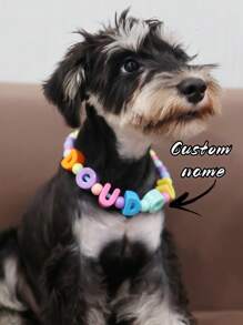 1 PC Customized Colorful Pet Necklace, Custom Pet Dog & Cat Beaded Necklace, Colorful Dog & Cat Jewelry Personalized Pet Collar, Colorful Beads, Pet Jewelry, Pet Gifts, Birthday Gift For Dogs, Birthday Gift For Cat