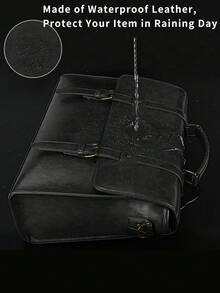 NUBILY Vintage Leather Messenger Bag For Men - 15.6 Inch Waterproof Laptop Briefcase - Retro Satchel Shoulder Bag For Office, College & Business Travel | Fits Most 15.6" Laptops - Black - View 5