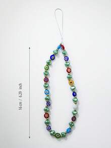 1 件绿色仿珍珠玻璃串珠邪眼手机挂饰、相机、耳机吊坠 - 彩色 - 查看 7