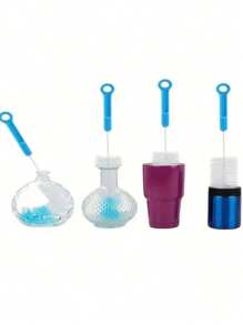 1pc Long Handled Cup Brush, Kitchen Glass Bottle Cleaning Brush, Milk Bottle And Teacup Washer, Manual Non Electric Cleaning Tool