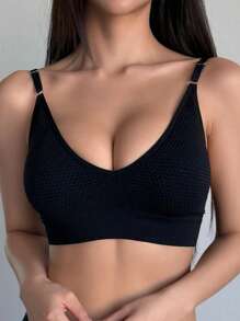 Adjustable Sports Bra With Seamless Supportive Back Design, Wireless & Wire-Free