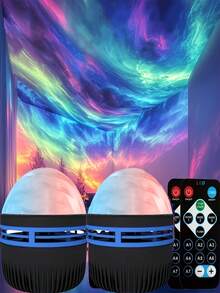 1pc/2pcs Aurora Projection Lamp - Northern Lights Projector Lamp With Remote Control - Mini Night Light Projection Ambience Lamp, Suitable For Bedroom/Ceiling/Party - Aurora - View 12
