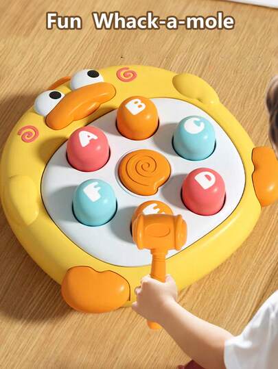 1 件木槌鸭打地鼠玩具，趣味互动游戏玩具，适合 3 岁以上儿童的早教玩具，男孩和女孩，无需电池