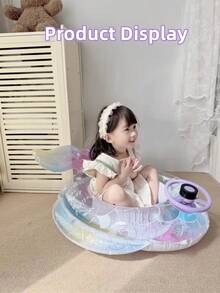 1 件儿童充气游泳圈，加厚防倾倒美人鱼风格水上玩具，适合男婴和女婴的游泳座椅 - 彩色 - 查看 12
