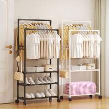1 Pc All-In-One Hanging Clothes Rack, Simple Clothes & Hat Stand, Home Shoe Storage Organizer, Pole, Bedroom Drying Rack