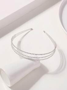 1pc Korean Style 3-Layer Crystal-Embellished Headband Hairband, Delicate Crystal Hair Hoop