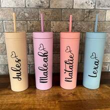 1PC Personalized Tumbler With Lid And Straw,Custom Name Gift,Personalized Tumbler GIft,Bridesmaid Groomsman Gifts,Custom Skinny Tumbler,Christmas Gift - Multicolor - View 13