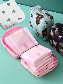 1Pc Portable Sanitary Napkin Storage Bag, Zippered Oxford Cloth Pouch For Travel, Toiletries, Makeup & Lipstick – Boho Style Gift For Women & Teens (School/Office/Back To School)