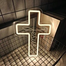 Enseigne au néon Mi Bautizo/Cher Dieu merci/Faites confiance au Seigneur/Croix, Lumières au néon de croix LED pour décoration murale, Lumières au néon de Jésus pour la chambre à coucher, Jour du baptême, Église chrétienne, Fête d'anniversaire, Décoration de Pâques, Mariage, Éclairage d'ambiance pour la décoration de la maison, Alimentation USB réutilisable, Facile à installer.