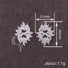 1 par de brincos de zircônia com design elegante de folhas, acessório de joia da moda para mulheres, adequado para noivas e vestidos de noiva