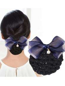 Plasă de păr profesională pentru asistentă medicală, accesorii de păr pentru stewardesă pentru cocuri, plasă de păr pentru hotel, accesorii de păr cu fundă coreeană, agrafe de păr pentru femei, accesorii de cap, agrafe cu gheare, gheare de păr, agrafe de păr, funde, drăguț - Multicolor - Vizualizare 8