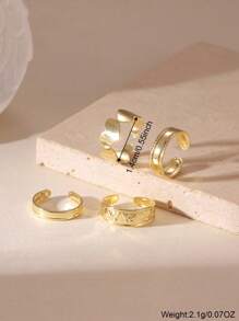 MESTILO Set de 4 anillos de dedo del pie minimalistas con diseño de mariposa y corazón en dorado, adecuado para usar en verano