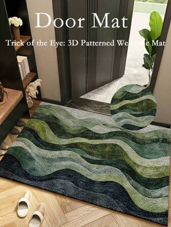 1 pieza Alfombra verde 3D visual atrapa suciedad, absorbente de agua hecha de fibra de poliéster, adecuada para entradas, pasillos y corredores, se puede usar como decoración del hogar, apta para mascotas