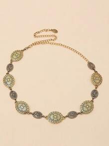 1pc Plus Size Women Oversize Boho Vintage High-End Gold Metal Belt, Fashion Waist Chain, Suitable For Dresses, Shirts, Beach, Party, Festival