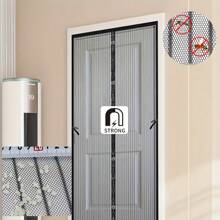 1 pezzo Tenda magnetica nera per l'estate, tenda decorativa per porta con fermagli magnetici, design adatto agli animali domestici senza bisogno di forare, a motivo a righe, in rete traspirante, in morbida garza, autoadesiva, facile da installare, ottimo regalo per la festa della mamma