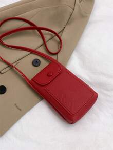 Minimalist Handy Sling Phone Pouch Bag, Compact & Lightweight For Walking, Summer - Red - View 7