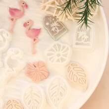 1pc/2pcs/9pcs Flamingo Polymer Clay Cutters, Animal Polymer Clay Cutters For Earrings Making,Lotus Leaf Earring Clay Cutters,Coconut Trees By The Sea Clay Cutters For Polymer Clay Jewelry, 3D Printed Clay Cutters