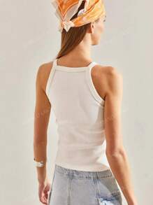 Camiseta ajustada de unicolor versátil para uso diario casual de BIANCO LUCCI, tops lindos para mujeres, ropa de mujer para otoño, ropa blanca de estilo Y2K
