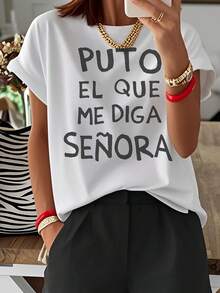 Puto el que me diga señora - Camiseta de algodón para mujer de verano para uso diario y casual en español - Blanco - Ver 2