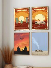 1 件复古绝命毒师电影中世纪艺术海报帆布画墙面印刷画适用于客厅家居装饰 - 彩色 - 查看 3