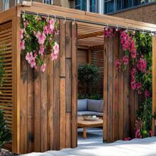 2 piezas Cortinas con diseño marrón para exteriores, cortinas para sombrear para patio, jardín, pasillo exterior, patio, porche, balcón, decoración de puerta de garaje
