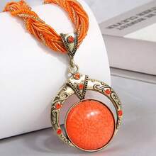 1 件波西米亚绿色手工编织吊坠项链复古女士节日派对配饰礼物 - 吊墜項鍊 - 查看 3