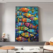 1pc Gift Vintage Colorful Fish In The Sea Canvas Posters And Prints Abstract Wall Arts Canvas Painting Bedroom Home Decor No Frame