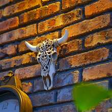 Cow Skull Wall Plaque Art Bull Head Skull Wall Hanging 3D Realistic Cow Skull Statue Realistic Faux Cow Skull Sculpture - 多彩的 - 查看 7