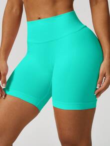 NcmRyu 1 件女式无缝透气紧身运动跑步短裤 - 薄荷綠 - 查看 7