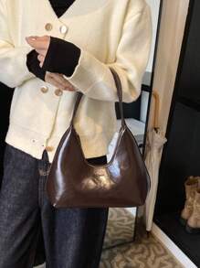 Bolso bandolera en forma de media luna estilo coreano lacado de nicho, bolso de hombro de señora, bolso de mano, bolso de moda para llevar debajo del brazo