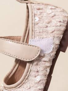 1 双女童闪亮亮片蝴蝶结钩环平底圆头可爱公主休闲鞋，适合 2-14 岁女孩，四季皆宜，适合节日、旅行、度假 - 粉色 - 查看 6