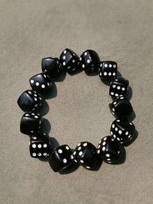 1pc Acrylic Dice Beads Stretch Bracelets Jewelry Accessories For Men Funny Game Lucky - Beaded Bracelet - View 12
