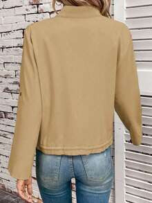 Chaqueta corta de manga larga con detalle de cordón, informal