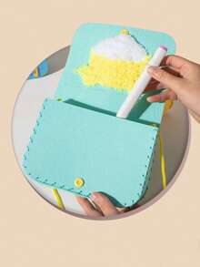 1 件卡通动物针织毡包、3D 贴花无纺布包制作套件、零钱包、小斜挎包、针织刺绣工艺品、DIY 材料包、儿童益智玩具