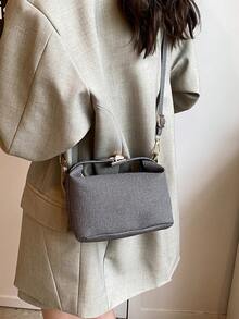 1 件迷你条纹印花盒形包，PU 可调节肩带斜挎包，拉链开合，时尚女士手提包，适合日常、约会、购物、工作