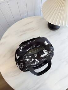 3pcs/Set Butterfly Print Women Backpack, Lunch Bag & Student Schoolbag, Large Capacity - Black and White - View 10
