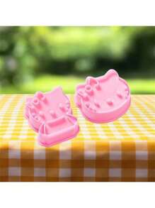 Sanrio 2pcs Sanrio Hello Kitty Fruit Biscuit Cutting Mold - Cute PVC Biscuit Embossing Tool, Suitable For Birthday Gifts And Kitchen Fun, Perfect For Halloween, Christmas, Easter, Thanksgiving, Plastic Materials