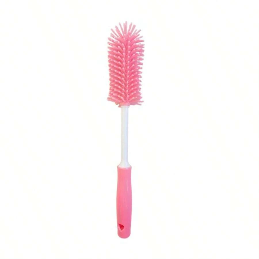 Multi-Purpose Silicone Cup Brush With Long Handle, 360-Degree Rotating Cleaning Brush For Bottles, Cups, And Containers, Reusable Kitchen Cleaning Tool With PC Handle, No Electricity Needed