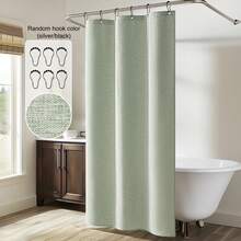1pc Linen-Like Shower Curtain, 230g/M² Heavy Duty Washable Fabric Shower Curtain Set, Bathroom Hotel Bath Tub Thick Fabric Curtain, Valentines, Mother's Day, Wedding Holiday Home Decor, Includes 12 Metal Hooks Room Decor Bathroom Accessories Back To School - Multicolor - View 28