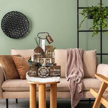 12 Pieces "This Is Us" HOME Brown Wooden Tray Ornaments Hanging Decoration Ornaments Suitable For Dining Living Room Bedroom Indoor And Outdoor Decoration Home Decoration Room Decoration Hanging Pendant Thanksgiving Gifts Christmas Gifts (No Tray) - Multicolor - View 6