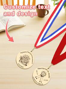 1pc Wooden Personalised Graduation Medals, Handmade Nursery And School Leavers Gifts, Personalised Nursery School Graduation Medals,Personalised Teacher Medal Gift Thank You Award School Hero Congratulations Best Teacher In The World - Red and Blue - View 5