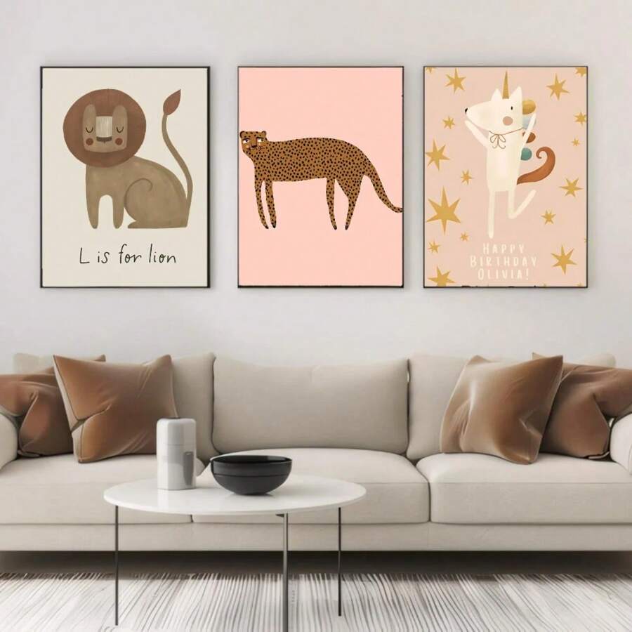 1pc Cute Rabbit Bird Geese Leopard Dog Poster Stickers Art Wall Murals Decor Game Room Decor Gifts Kawaii Painting Cat Cars Optional Frame ﻿