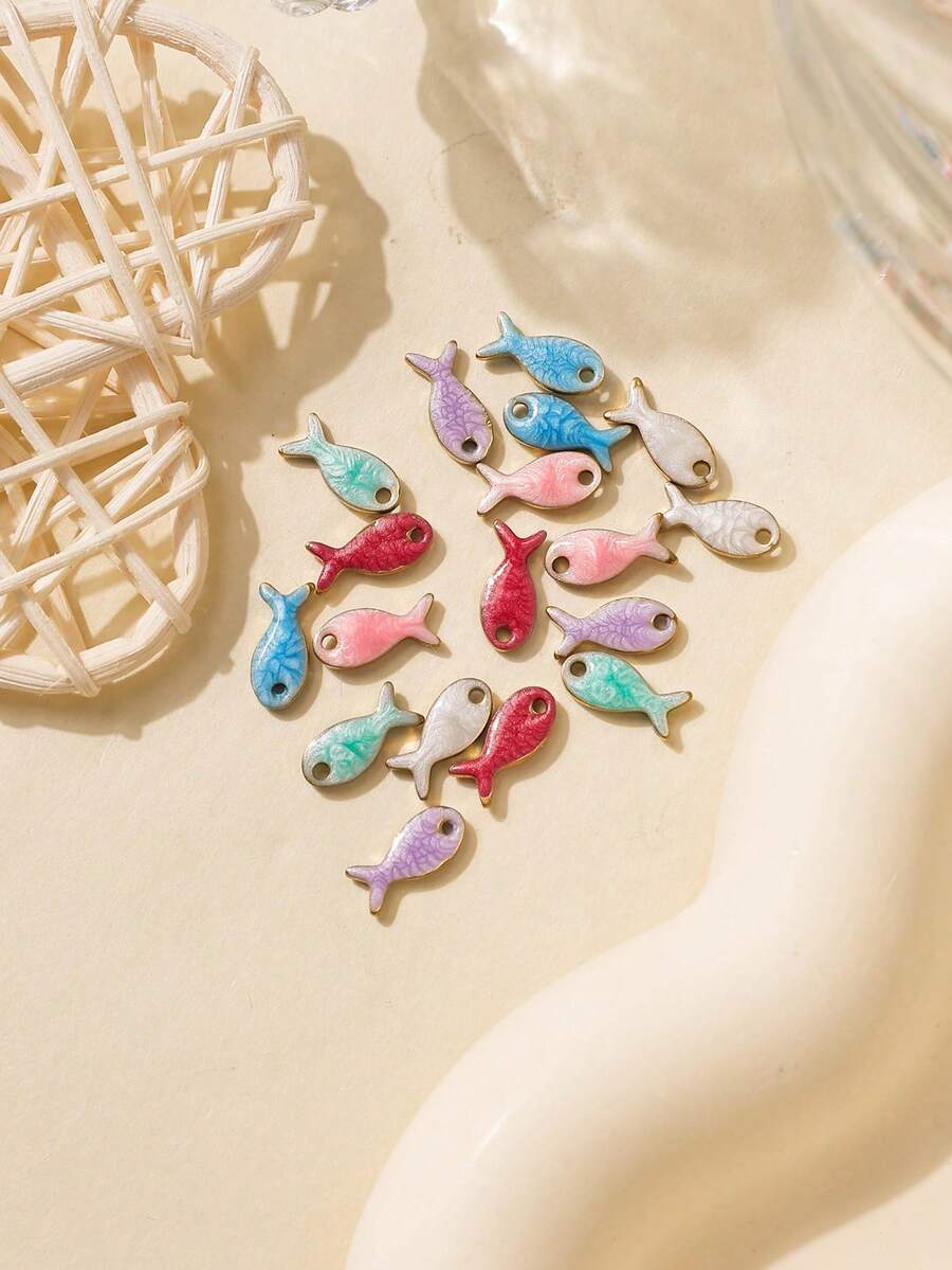 5 件/包 304 不锈钢油滴鱼形吊饰,DIY 海洋风格珠宝配件 - 滴油小魚配件 - 查看 1