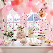 6件/12件/套 玫瑰金双尾螺旋吊坠，PVC材质，适用于婚礼、生日、周年纪念装饰，漩涡花朵装饰，活动装饰 - 彩色 - 查看 9