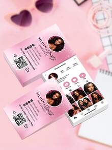 美容院、美发店和美甲店的个性化名片，定制双面印刷会员卡，300克铜版纸，DIY名片，美容名片，化妆师名片，美发店名片，睫毛名片，美甲师名片，网红名片，时尚，多彩，可爱，简约，卡哇伊，独特的个性化礼品，返校用品，学校礼物，办公用品，学校用品，教室用品，教师礼物 - Style B - 查看 4