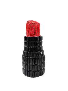 女士奢华水钻口红手拿包钱包水晶新款时尚新颖女式晚宴包派对晚宴手提包和钱包 - 黑色 - 查看 4