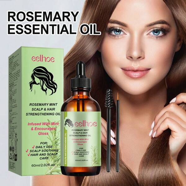Rosemary Hair Care Essential Oil Repairs Hair Damage Frizzy Thinning Anti Hair Loss Soften Smoothing Strengthen Hair Roots Nourishing Hair Follicles Shiny Hair Care